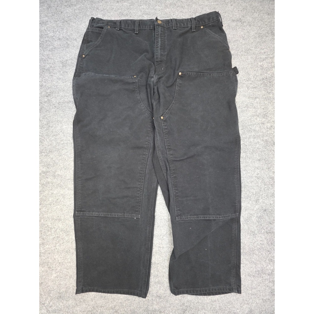 VTG Carhartt Double Knee Pants Mens 44x30 (FITS 40 x 30) Black B136-BLK Dungaree